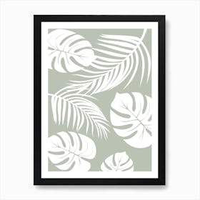 Palm Monstera Leaves Art Print