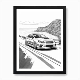 Subaru Impreza Wrx Sti Coastal Drawing 4 Art Print