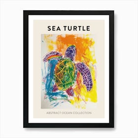 Abstract Sea Turtle Crayon Doodle Poster 2 Art Print