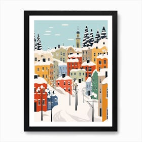 Retro Winter Illustration Helsinki Finland 1 Art Print