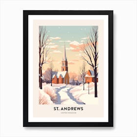 Vintage Winter Travel Poster St Andrews United Kingdom 1 Art Print