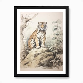 Storybook Animal Watercolour Siberian Tiger 1 Art Print