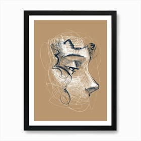 Drawing Of A Woman's Face 1 Art Print