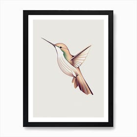 Calliope Hummingbird Retro Minimal Art Print