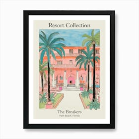 Poster Of The Breakers   Palm Beach, Florida   Resort Collection Storybook Illustration 2 Art Print