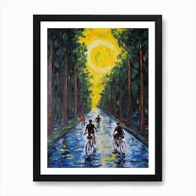 Cycling In The Style Of Van Gogh 3 Art Print