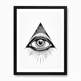 Awareness, Symbol, Third Eye Simple Black & White Illustration 1 Art Print