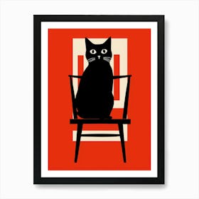 Black Cat In A Chair Art Print