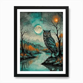 Owl In The Hood 001 Art Print