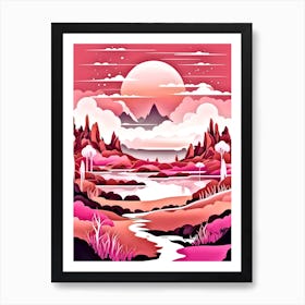 Landscape With Pink Clouds Art Print