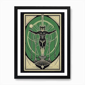 The Hanged Man, Black Cat Tarot Card 0 Art Print