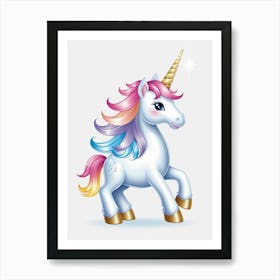 Unicorn With Rainbow Mane Art Print