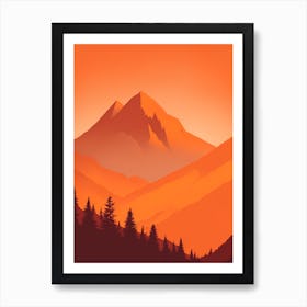 Misty Mountains Vertical Composition In Orange Tone 264 Art Print