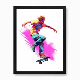 Skateboarding In Malmö,Sweden Gradient Illustration 4 Art Print