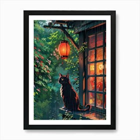 Cat In The Garden 1 Art Print