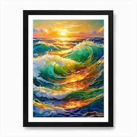 Ocean Waves At Sunset 1 Art Print