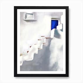 Ragged Steps To The Blue Door Santorini Art Print
