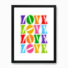 Bold Retro Playful Typographic Rainbow LOVE for PRIDE Art Print