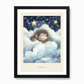 Baby Gorilla 4 Sleeping In The Clouds Nursery Poster Art Print