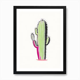 Ladyfinger Cactus Minimal Line Drawing Art Print