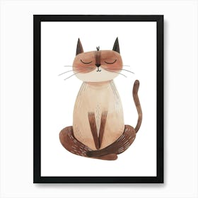 Japanese Bobtail Cat Clipart Illustration 2 Art Print