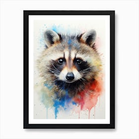 Raccoon Portrait Watercolour 2 Art Print