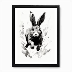 Rabbit Prints Black And White Ink 1 Art Print