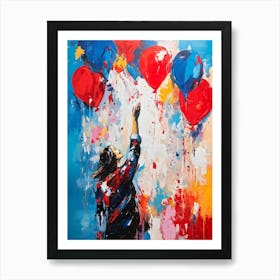 Abstract Painting With A Central Vibrant Hand Reaching Up From A Retro Inspired Setting Festive Moo (3) Art Print