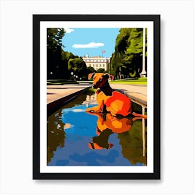 A Painting Of A Dog In Parque Del Retiro Garden, Spain  In The Style Of Pop Art 04 Art Print