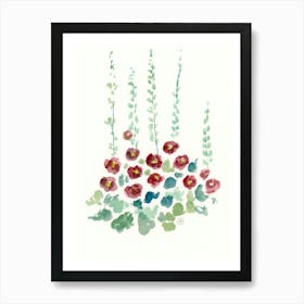 Mallows - minimalism impressionism floral watercolor flowers hand painted vertical Art Print