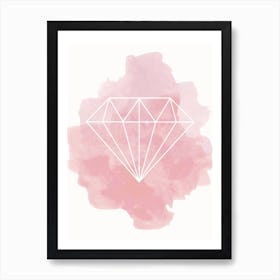 Watercolour Pink Diamond Art Print
