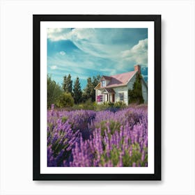 Lavender Field With House Art Print