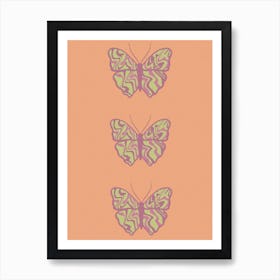 Orange Butterfly x 3 Art Print