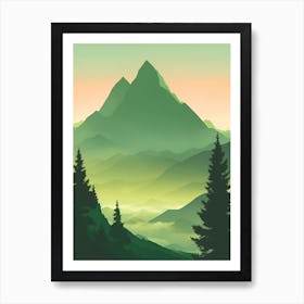 Misty Mountains Vertical Composition In Green Tone 201 Art Print