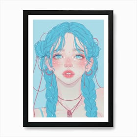 Blue Haired Girl 12 Art Print