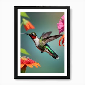 Male Ruby Throated Hummingbird-Reimagined 11 Art Print