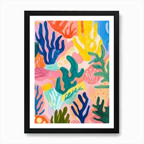 Coral Sea Life Gouache Painting Art Print