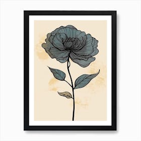 Line Art Marigold Flowers Illustration Neutral 6 Art Print