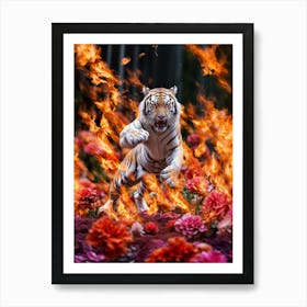 Floral Blaze Tiger 1 Art Print