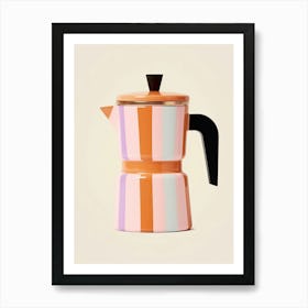 Pink And Orange Pastel Colour Coffee Maker, Italian, Bialetti Art Print