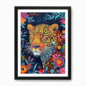 Kitsch Leopard Painting 1 Art Print