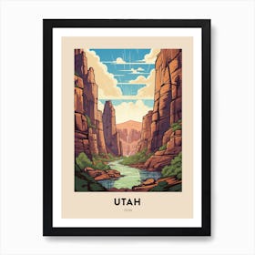 Zion Narrows Usa 2 Vintage Hiking Travel Poster Art Print