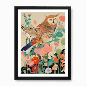 Maximalist Bird Painting Eastern Screech Owl 2 Art Print