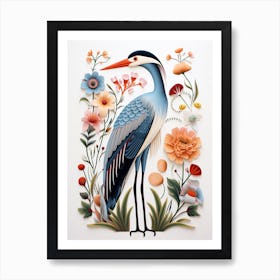 Scandinavian Bird Illustration Great Blue Heron 5 Art Print