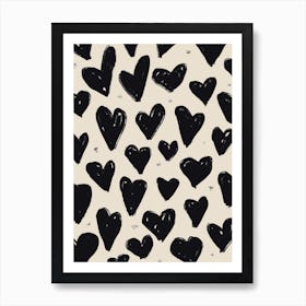 Hearts Pattern 1 Black Poster