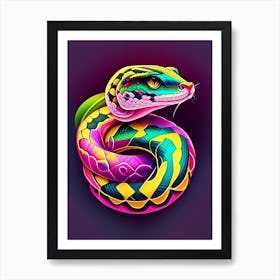 Wagler S Pit Viper Snake Tattoo Style Art Print