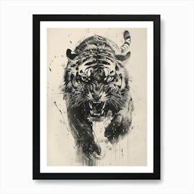 Tiger Ink Painting Art Print