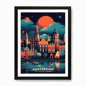 Amsterdam Netherlands Retro Travel Art Print