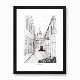 Prinsenhof Delft Netherlands Art Print - Pen & Ink Drawing Art Print