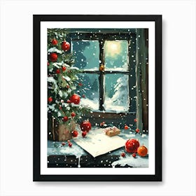 Christmas Tree In The Window Art Print